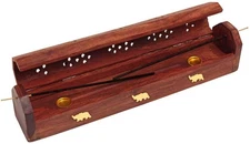 raajsee Beautiful Handmade Wooden Brown Incense Stick Holder Burner Storage C...