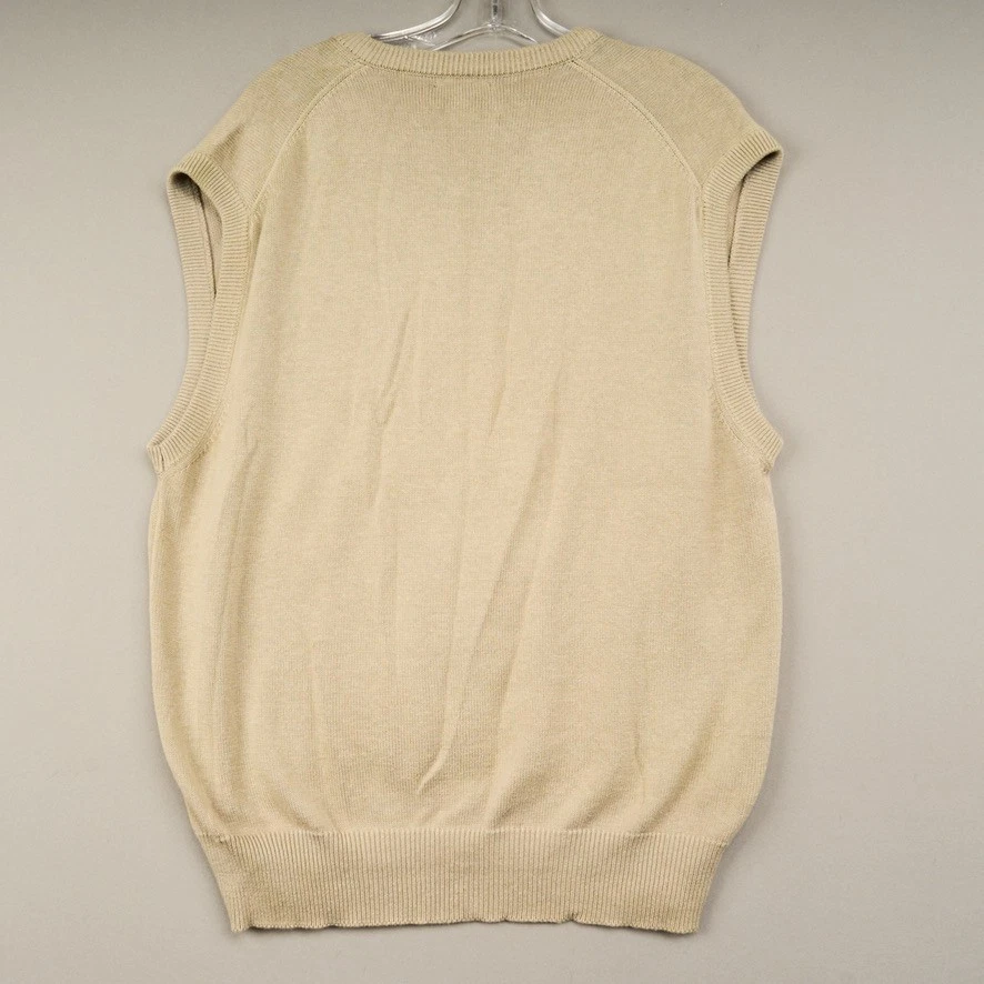 Vintage IZOD Golf Sweater Vest Mens L Khaki Egyptian Cotton Crofton Country Club - Image 3 of 4
