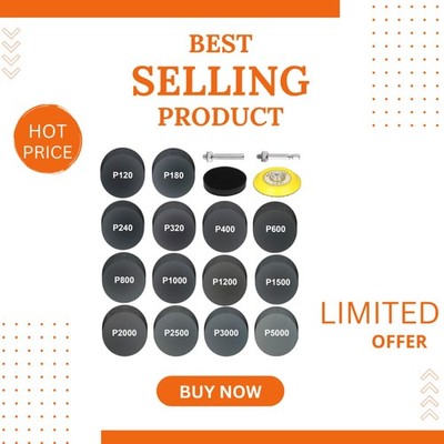 Silicon Carbide Sanding Discs - 3 Inch, 140 Pcs & Foam Buffering Pad Included