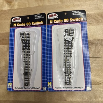N scale snap track Atlas code 80 #2752/2753 switch turnout  set left right C6C