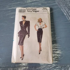 Vintage Pattern Sewing Crafts Hobby Vogue 80's glam 9683 Size 12,14,16