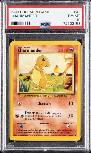 1999 POKEMON BASE SET UNLIMITED #46 CHARMANDER PSA 10