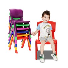 Stackable 6 Pcs School Chairs Kids Plastic Stack Chairs Toddler Chair Multicolor