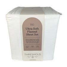 Threshold Ultra Soft Flannel Sheet Set FULL Size White Cotton Heavier Weight NEW