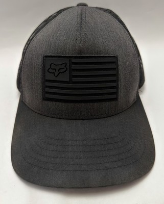 Exclusive Dark Shift Fox Trucker Net Rubber flag graphic snapback hat One Size
