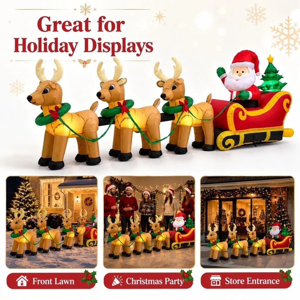 Santa Tree Snowman Inflatable Inflatable Christmas Decor Santa Claus Snowman Reindeer LED Light Blow ...