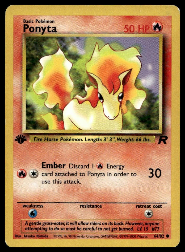 Ponyta #64/82 Team Rocket Near Mint or Better - Pokemon Card