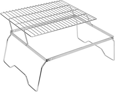 17'' Large Folding Campfire Grill, 304 Stainless Steel Firepit Grill Grate, Heavy