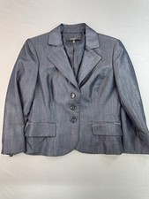 Nine West Blazer Jacket Womens Size 6 Suit Jacket Blue Button Front