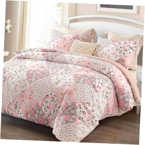 Full Queen Size Comforter Set, Printed Pink Soft Warm Bedding Comforter Sets