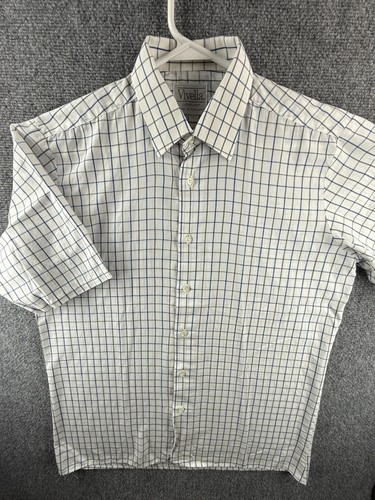 Camisa Viyella Algodón Rica Hecha en Inglaterra Azul Blanco Cuadros Abotonada Manga Corta - Imagen 2 de 13