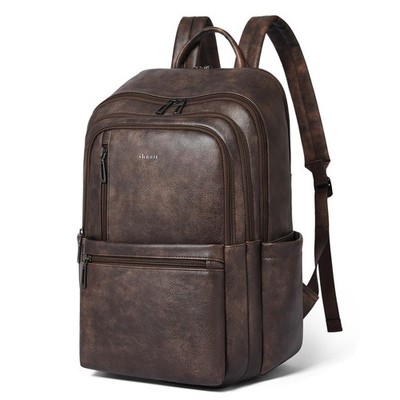 Leather 17 inch Laptop Backpack for Women, Large Travel Backpack Purse for Ca