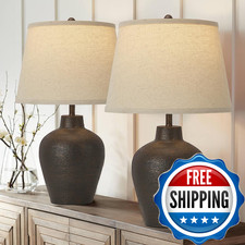 Brightwe Farmhouse Rustic Table Lamps Set Of 2 For Bedroom Living Room End