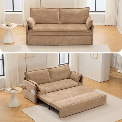Modern Convertible Sleeper Sofa Bed Loveseat Sofa w/ Pull Out Bed & USB Ports