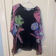 Caroline Rose Silk Abstract Tunic Top Size Large