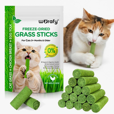Cat Grass Sticks Freezed Dried Cat Grass SticksSnacks for Teeth Cleaning