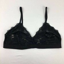 True Co. Womens Bralette Bra Black Stretch Lace Mesh Adjustable Strap M