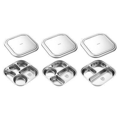 Practical Stainless Steel Tray with Dividers for Outdoor and Indoor Dining
