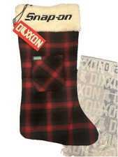 Snap-On Tools Christmas Stocking by Dixxon Red Black Plaid Front Pocket NWT