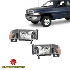 For 1994-2001 Dodge Ram 150025003500 Headlight Black Bezelyellow Reflector