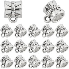 1 Box 240Pcs Small Bail Beads Silver Spacer Beads Charms Alloy Textured Tibetan