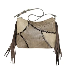 American West Womens Gypsy Patch Sand Leather Handbag Bag OS
