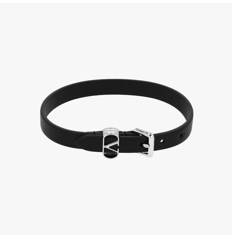 Valentino Garavani V Logo Leather Bracelet 151765798 thumbnail 2