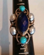 Nicky Butler Ring 925 Sterlingsilber blaue Lapisperle Türkis Größe 8