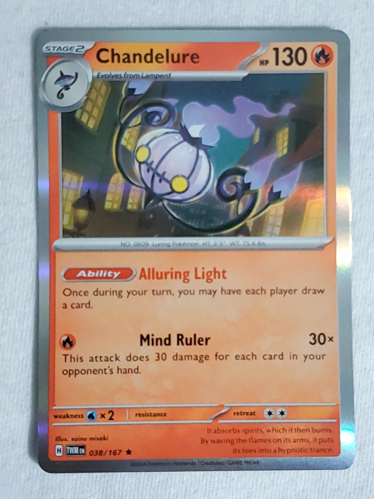 Chandelure 38/167 Twilight Masquerade Rare Holo Pokémon TCG
