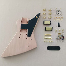DIY Explorer Electric Guitar Kit Maple Neck Rosewood FB Set In Golden Part