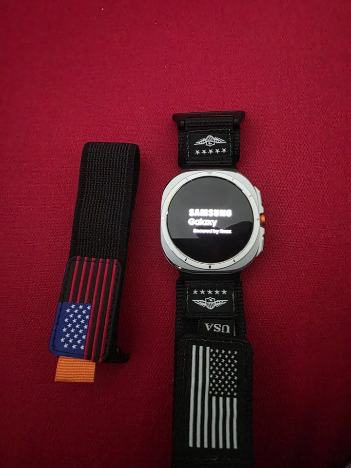 Samsung Galaxy Watch Ultra 47mm White Titanium (LTE) w/ Blue/Grey Fabric Band  - Image 4 of 4