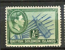 BRITISH SOLOMONS; 1938 early GVI Pictorial issue fine Mint lightly hinged 1/2d. 