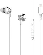 Lightning Earbuds with Built-in Mic, Silver Wired Earbuds Lightning Connector...
