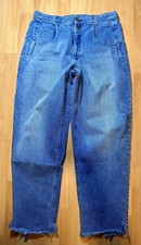 Vintage Guess Jeans Mens 36 Blue Made In USA Denim Frayed Hem Distressed 90s