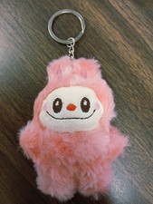 New CUTE Furry Mini HOT PINK WHITE Monster Keychain Bag Charm