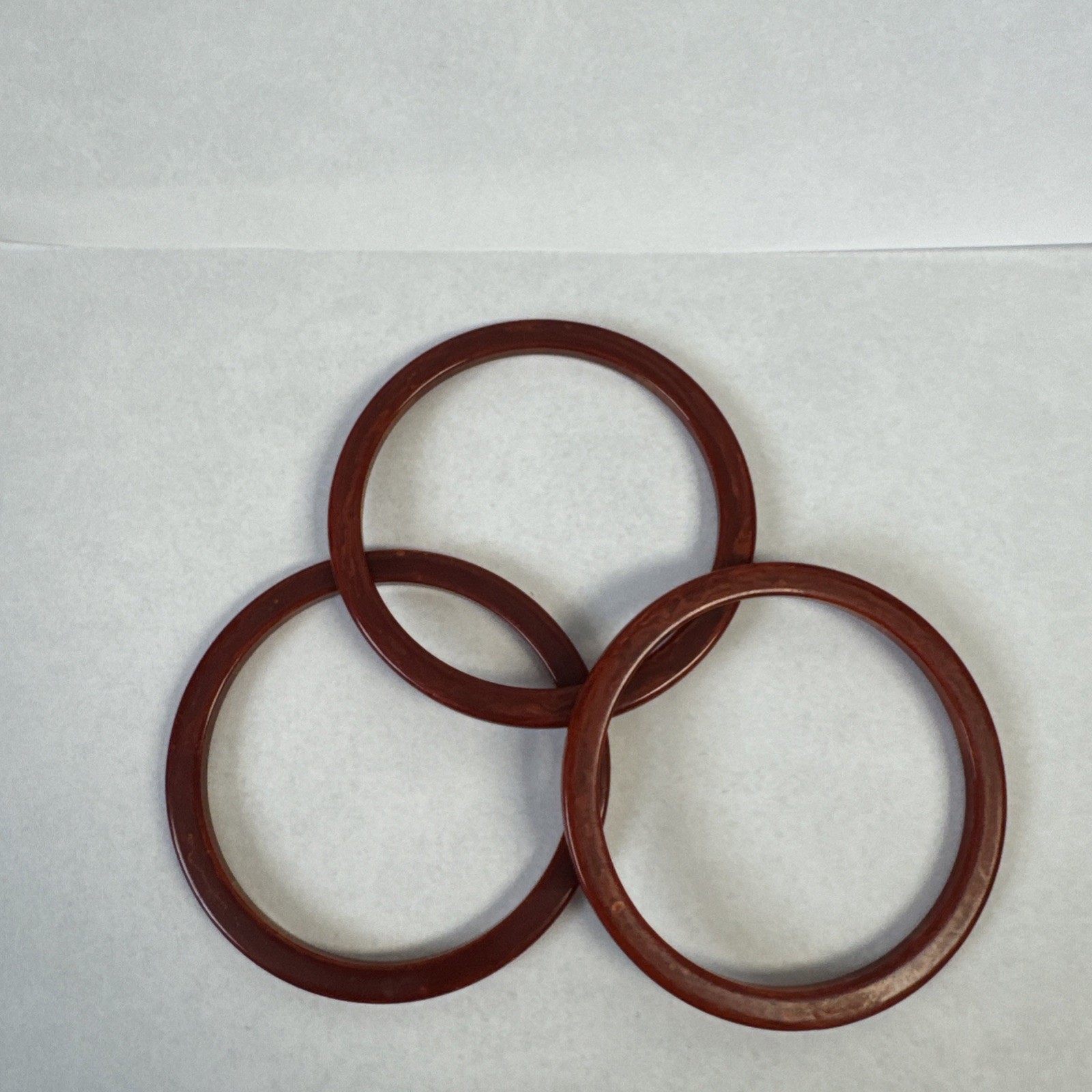 Vintage Bakelite Red Set of 3 Bangle Bracelets