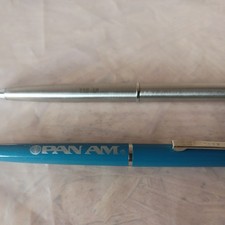 2 vintage Pan Am Airlines Logo Pen blue silver