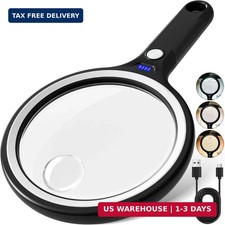 3X 5X 10X Rechargeable Magnifying Glass with Light Large for Reading