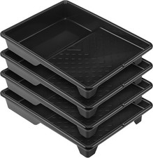 Barydat 4 Pcs 9 Inch Paint Plastic Tray with Deep Pockets and Textured Black 