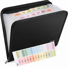 13 Pocket Accordion File Organizer Zipper Expanding Folder with Tabs and Handle