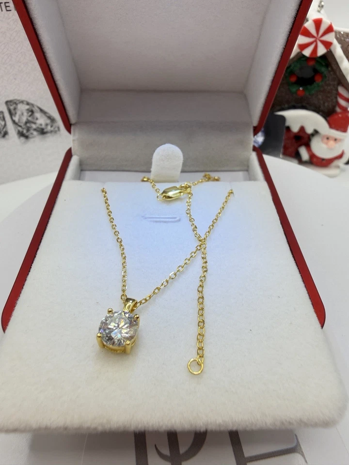 Collana Argento Con Punto Luce Moissanite certificata Da 1 Ct(6.5 mm) - Immagine 4 di 4