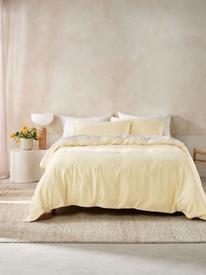 Linen House Surf Wash Quilt Cover Set (Butter) - King