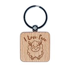 I Love Ewe You Sheep Anniversary Valentine's Day Engraved Wood Square Keychain