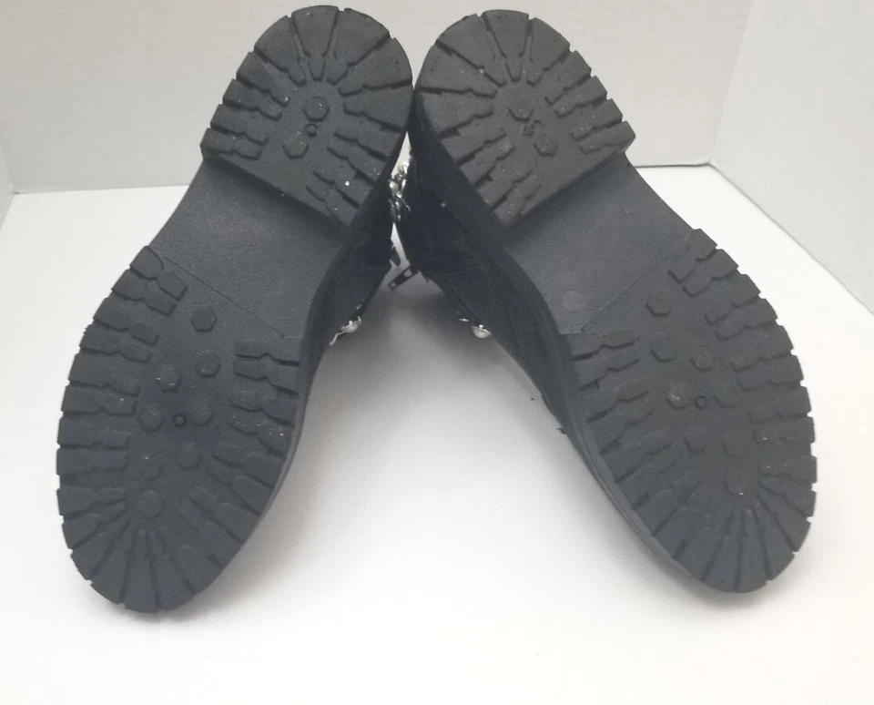 Botas al tobillo Sugar KADE negras de tela en relieve con cordones/crebilla lateral para mujer talla 10 M” Foto 4 de 4