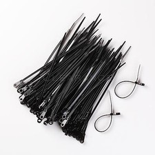 100 PACK 6 INCH MOUNTING HOLE ZIP TIES NYLON BLACK NAIL SCREW WIRE CABLE 40LB