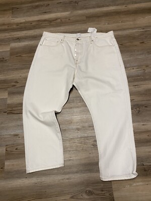 FRAME Le Pixie Slouch Low Rise Jeans size 34 Ecru Button fly $248