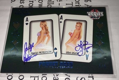 2014 Benchwarmer Paige PETERSON Lisa LIGON Vegas Baby Pocket Aces Dual Auto/5