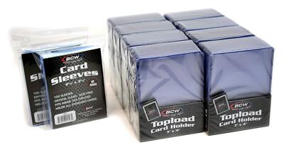 3x4 Topload Card Holders 200ct and Standard Card Sleeves 200 ct Combo | Rigid...