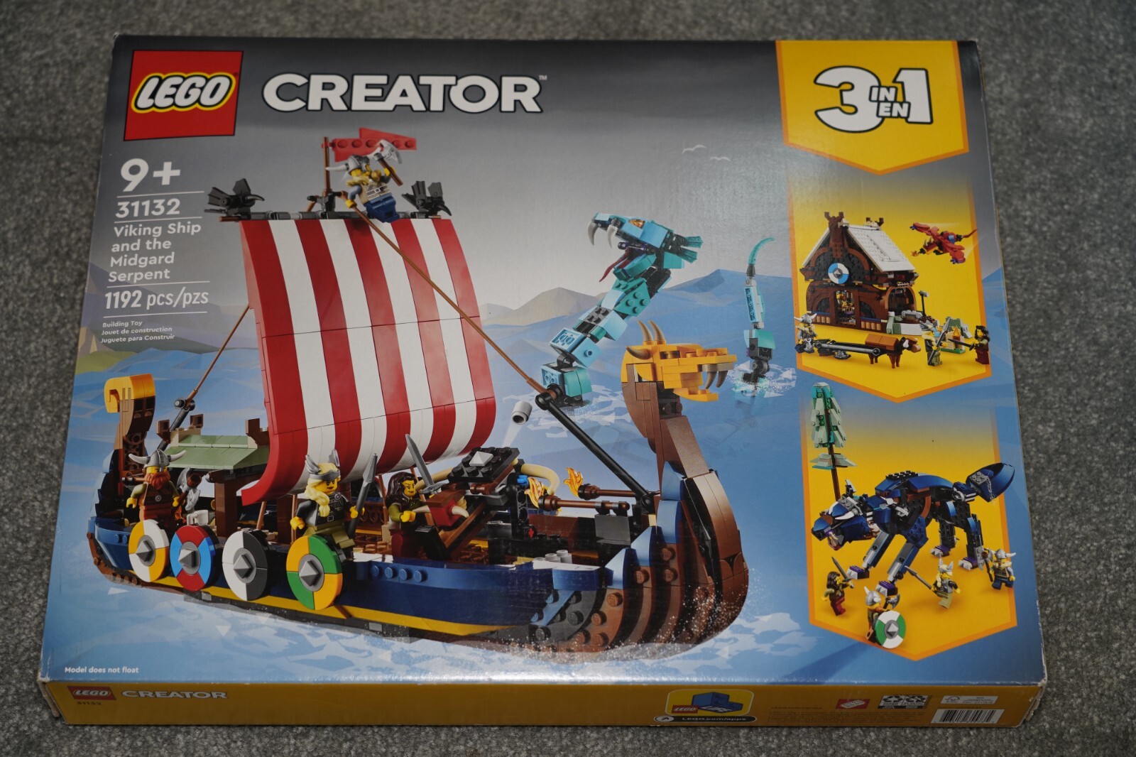 New & Sealed! Lego 31132 Creator 3 in 1 Viking Ship and the Midgard ...