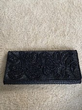 Beautiful Vintage Black Beaded Purse/Bag/Clutch Estate EUC Signed